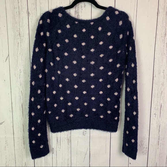 Anthropologie Moth | navy polka dot fuzzy texture sweater - Picture 9 of 9